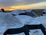 snow goose decoys set in NW Missouri